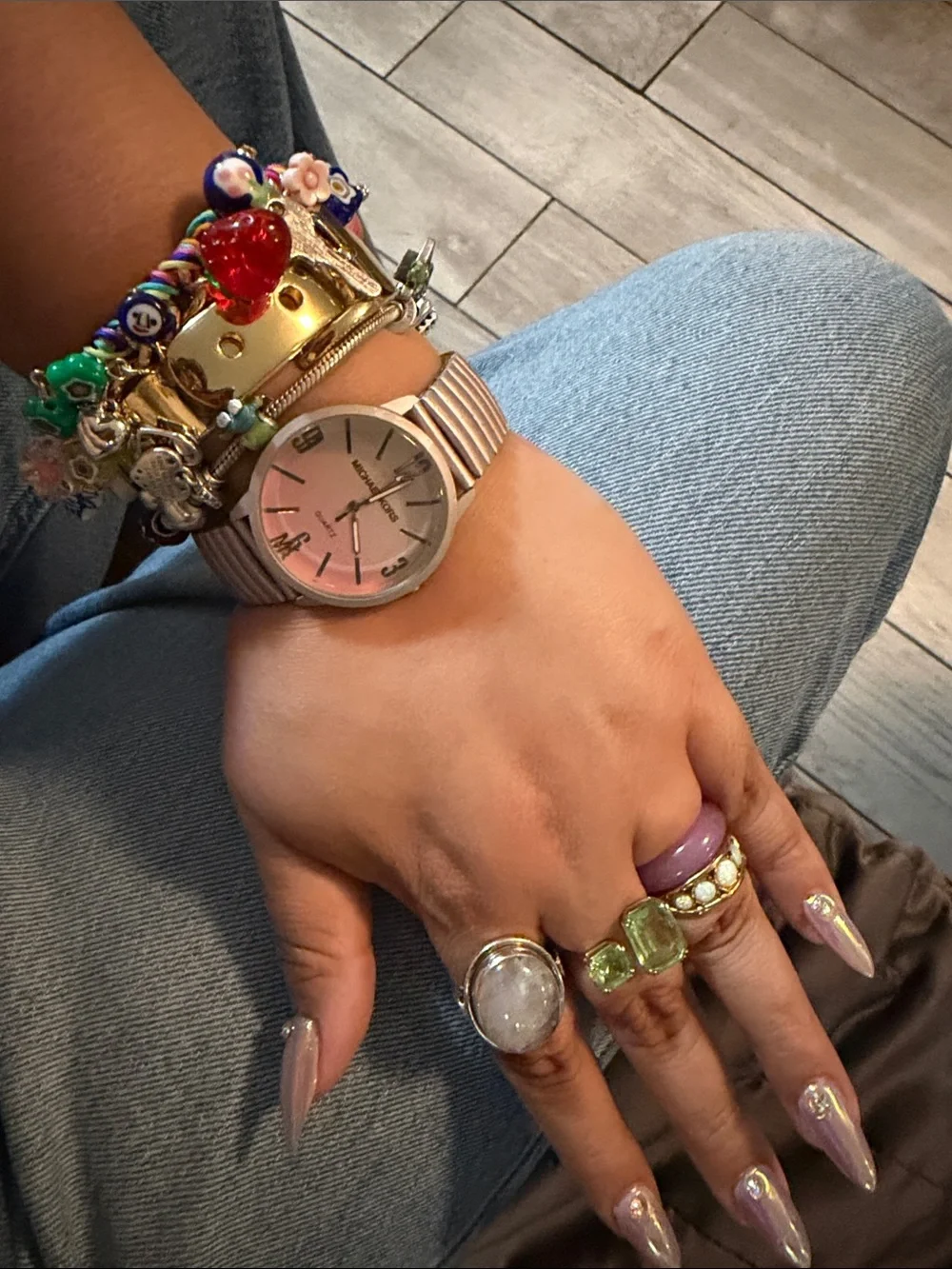 Michael Kors Pink Gradient Dial Stretch Bracelet Watch